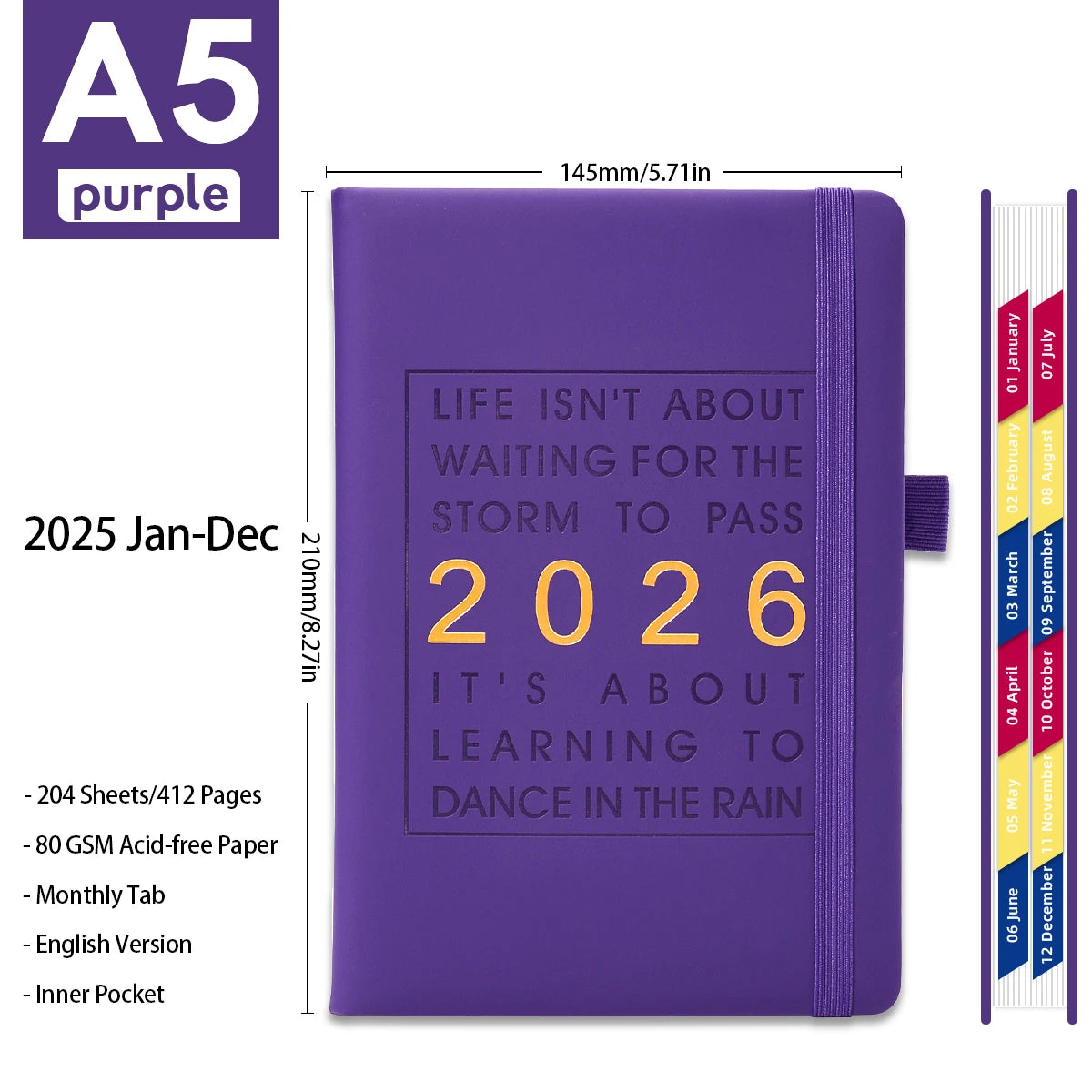 Planificador 2026 A5 Premium – Agenda Ejecutiva 412 Páginas