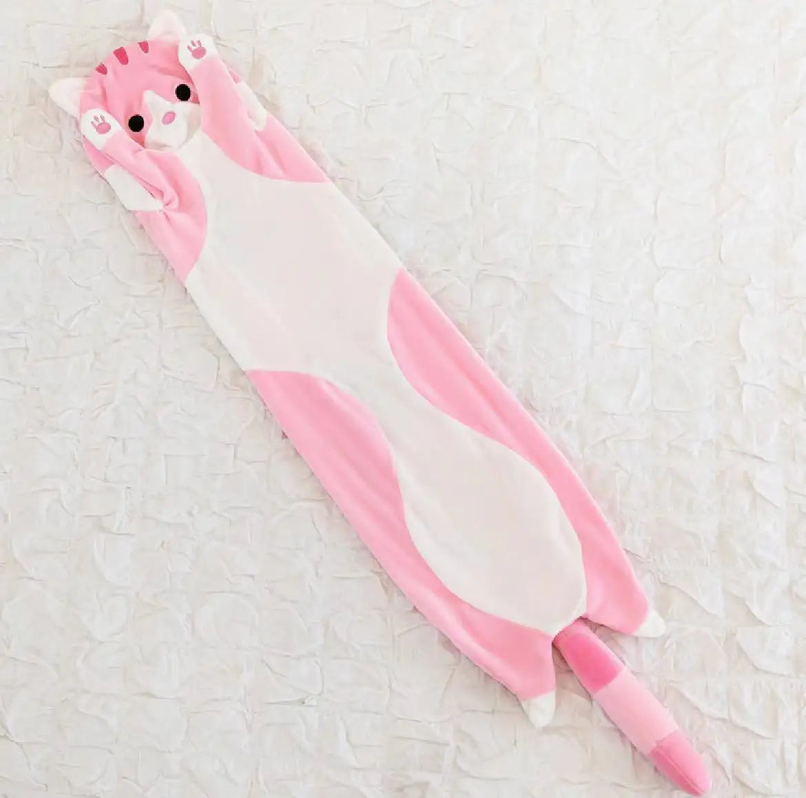 Peluche Gato Largo 130cm Suave y Decorativo, Almohada Peluche Antiestrés