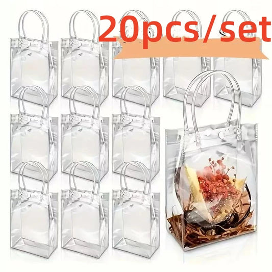 Bolsa de Regalo Transparente con Asa Reutilizable – PVC para Fiesta y Recuerdos
