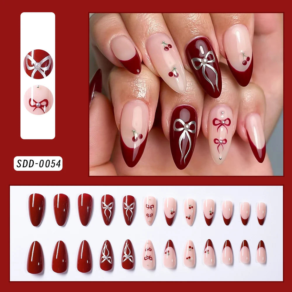 Uñas Postizas Press On Glitter 24 Piezas | Uñas Acrílicas Cortas Forma Coffin