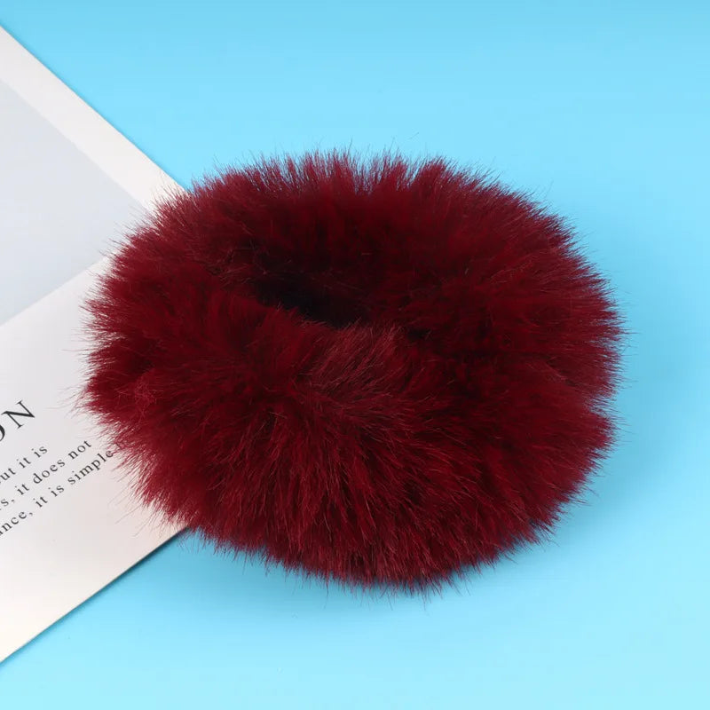 Scrunchie de Peluche, Felpa para Cabello | Liga de Pelo Suave Invierno