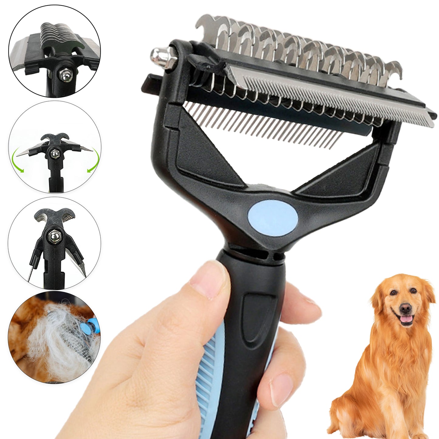 Cepillo Removedor de Pelo para Mascotas 3 en 1 Deslanador