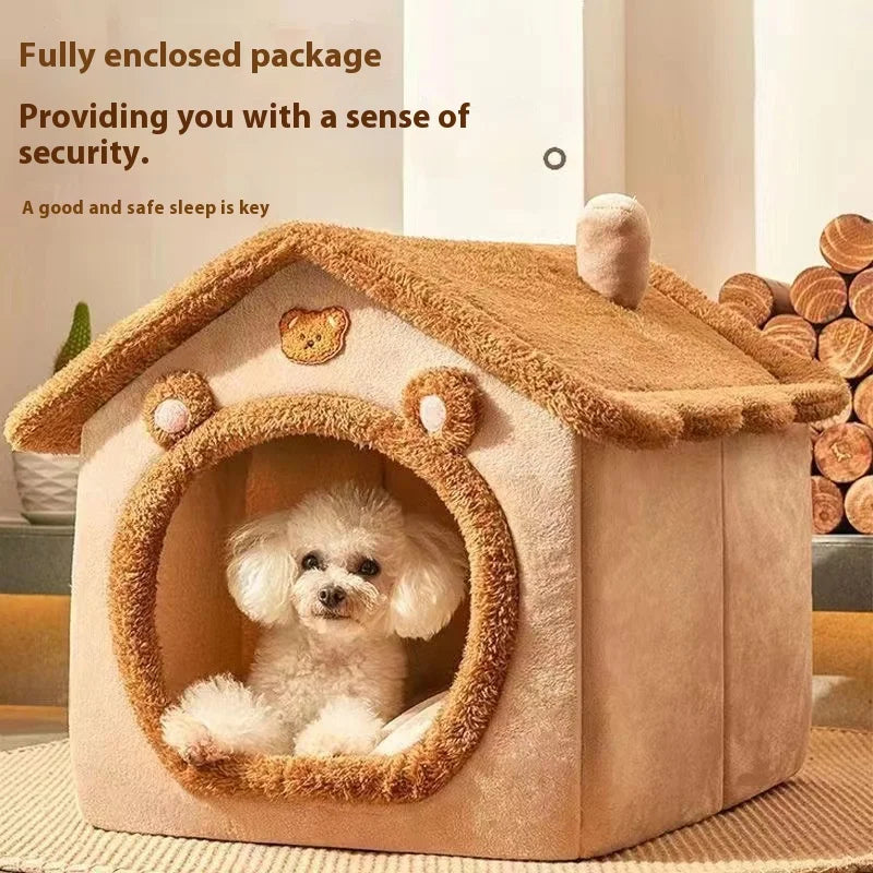 Casa Cama para Perros y Gatos – Refugio Suave y Lavable para Mascotas