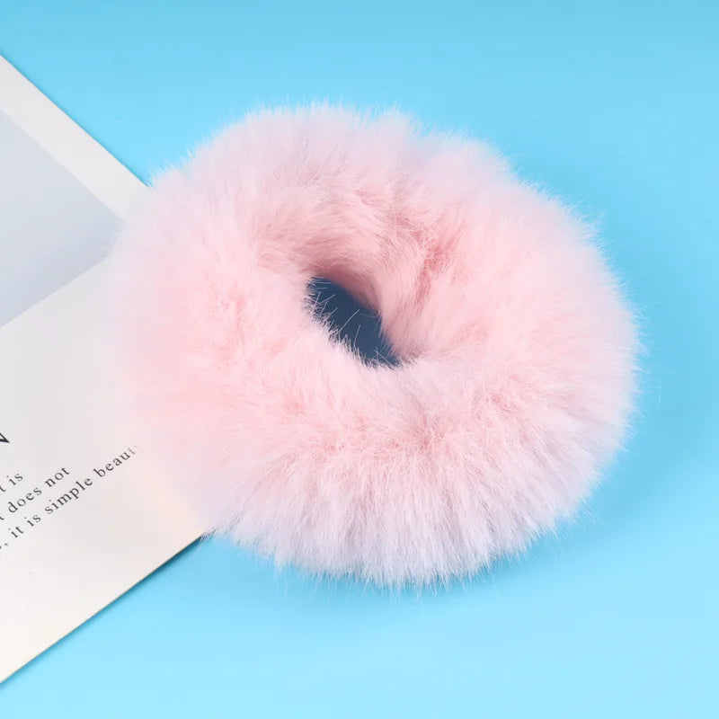 Scrunchie de Peluche, Felpa para Cabello | Liga de Pelo Suave Invierno