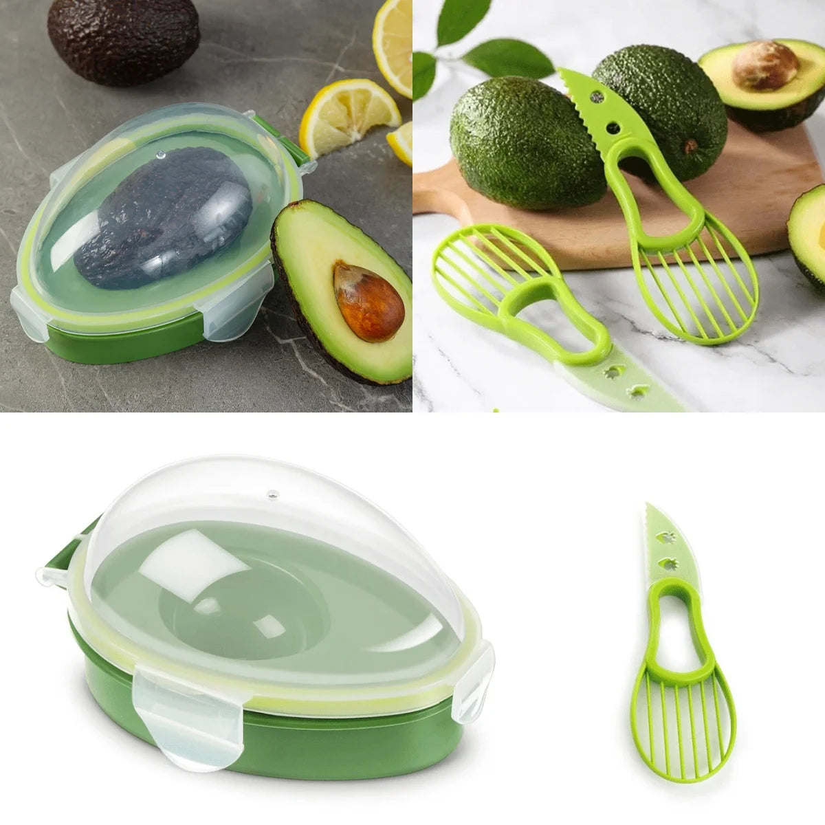 Contenedor de Aguacate Reutilizable - Organizador de Frutas con Rebanador