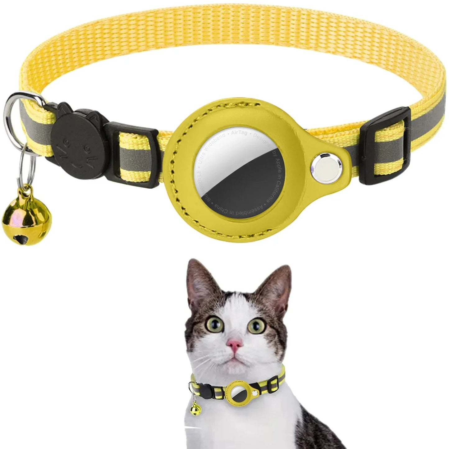Collar para Gato con Soporte para AirTag – Ajustable, Reflectante y con Campana