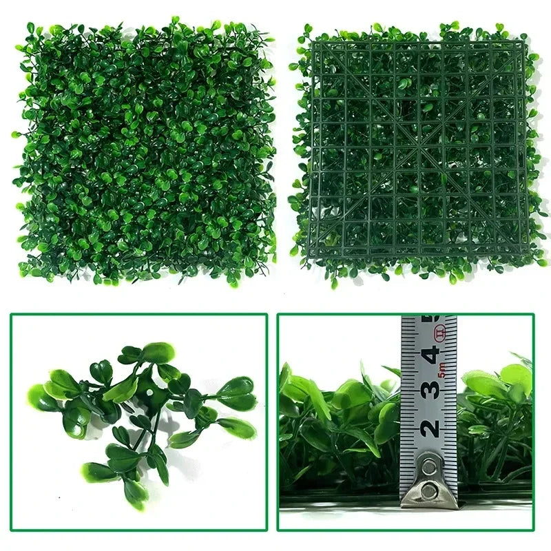 Panel de Plantas Artificiales para Pared 25x25 cm - Hojas Artificiales para Jardín