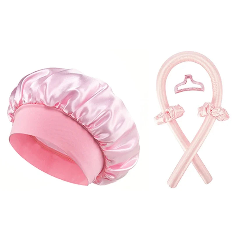 Kit Rizador Sin Calor con Gorro Satinado – Ondas Mientras Duermes, Rizos Naturales
