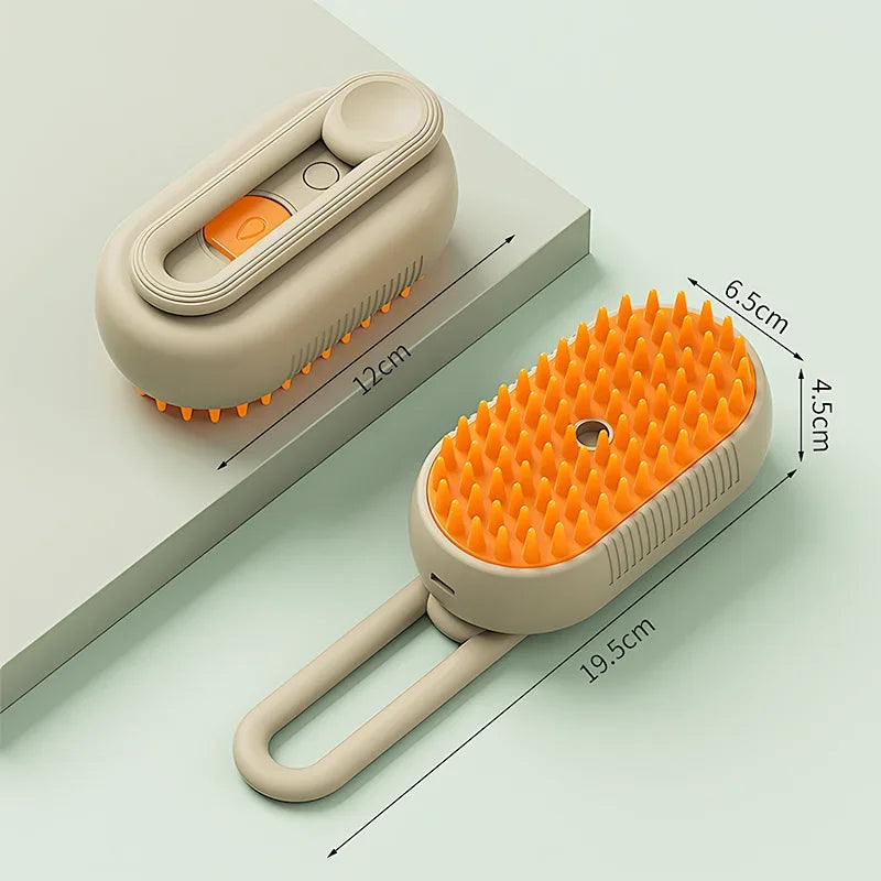 Cepillo de Vapor 3 en 1 para Mascotas – Cepillo Quitapelo con Pulverizador