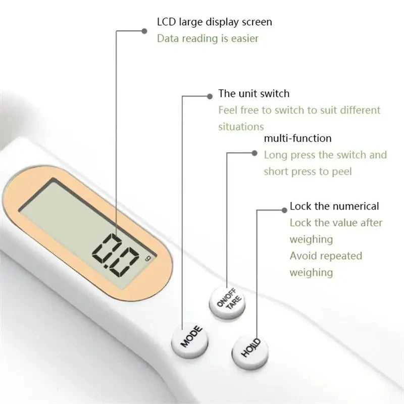 Cuchara Báscula Digital LCD - Gramera de Precisión para Cocina 500g