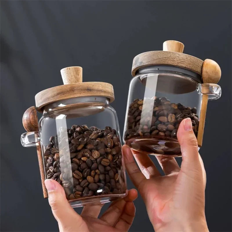 Tarro de Vidrio Hermético con Cuchara de Madera