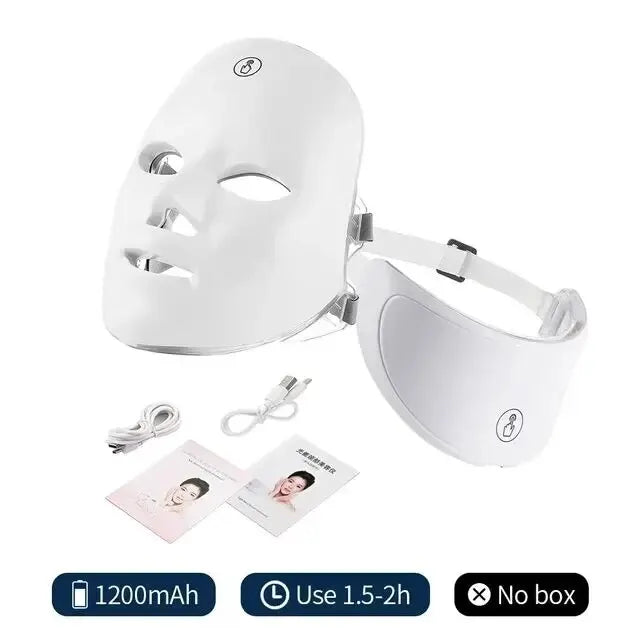 Máscara Facial LED 7 Colores con Terapia de Luz | Rejuvenecimiento y Cuidado de la Piel en Casa, Dispositivo de Rejuvenecimiento para Rostro y Cuello