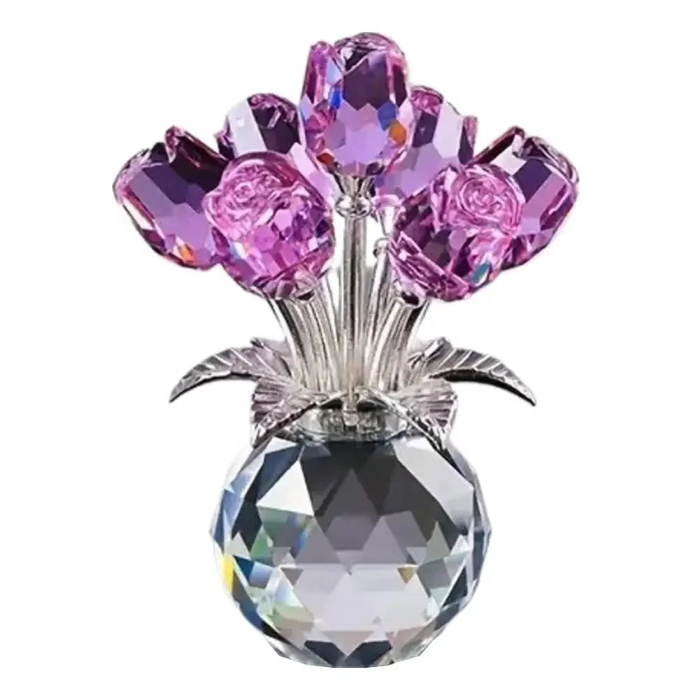 Rosa de Cristal con Pedestal - Adorno Eterno y Elegante para Regalo