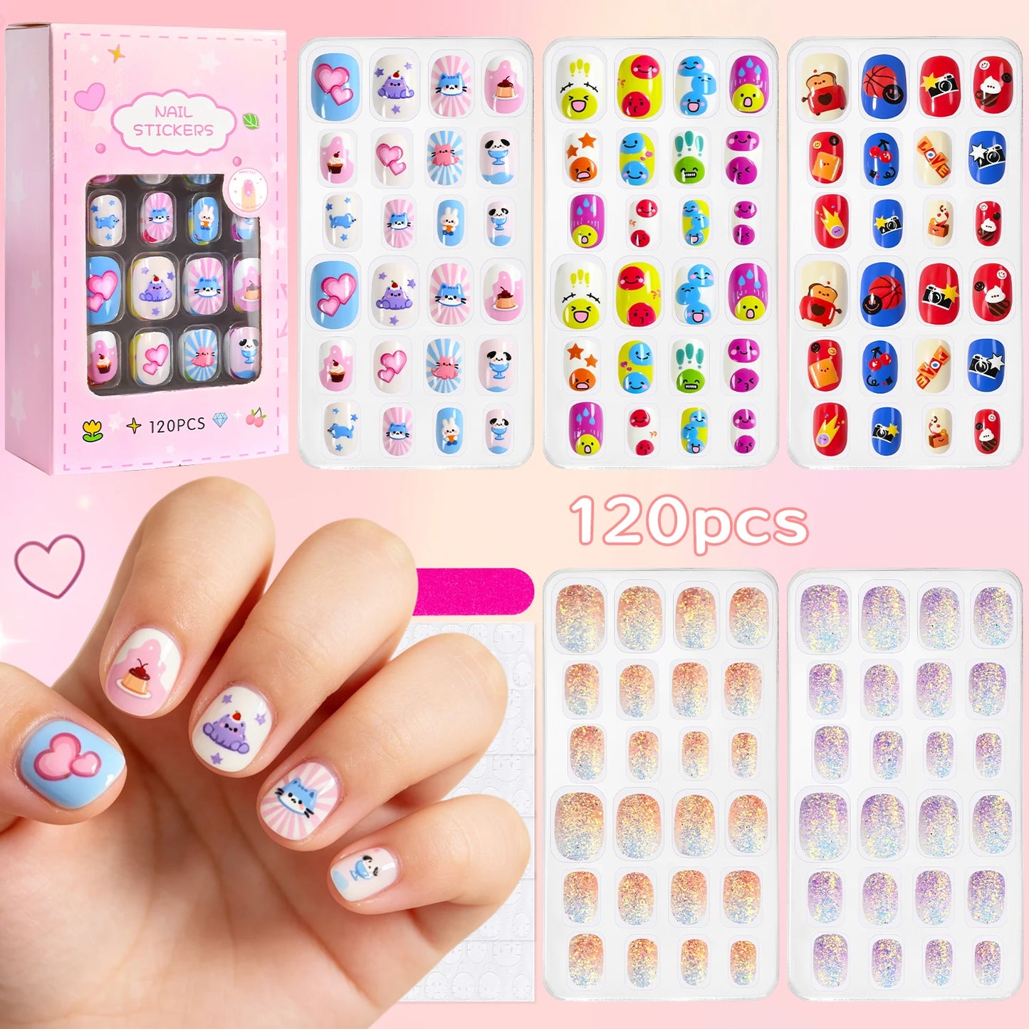 Set de Uñas Postizas Kawaii para Niñas