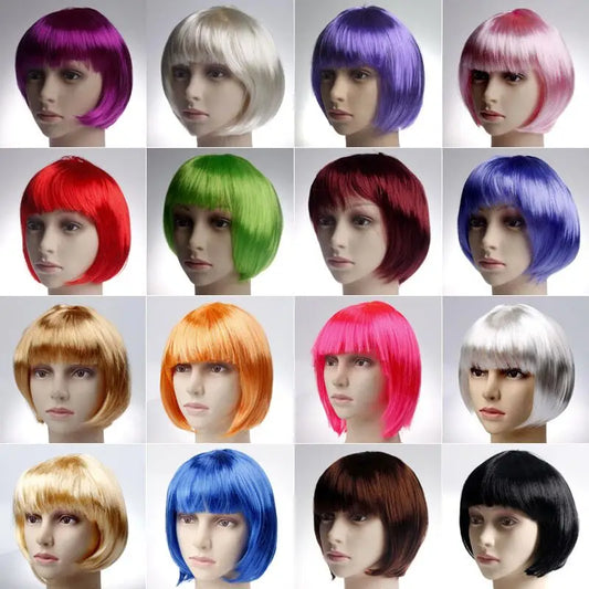 Peluca Bob Corta de Colores – Estilo Cosplay y Fiesta