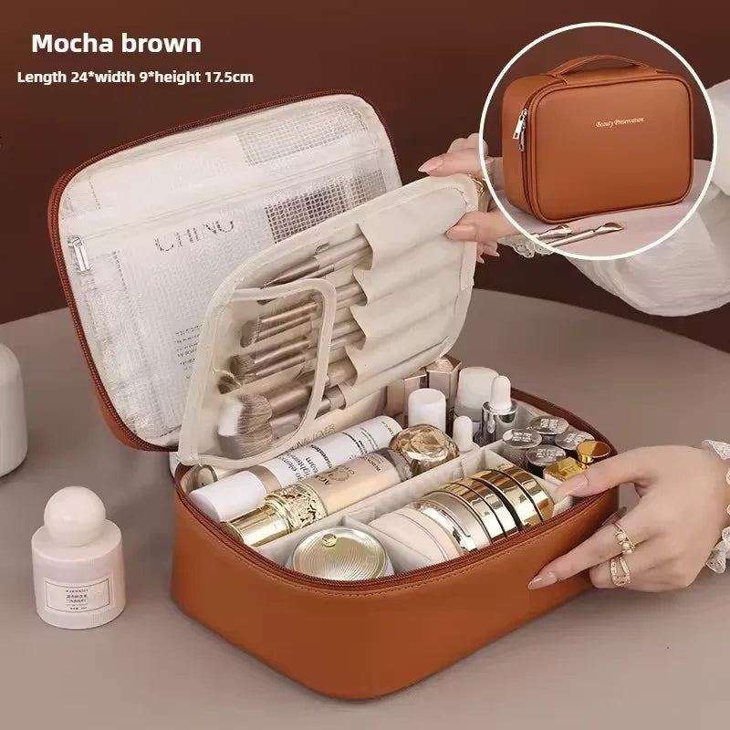 Organizador de Maquillaje Portátil de Doble Capa – Estuche de Viaje