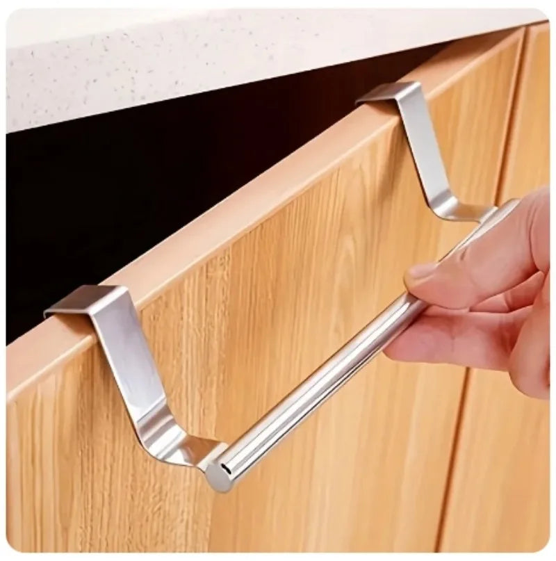 Toallero Colgante para Puerta o Gabinete de Cocina | Barra de Acero Inoxidable sin Instalación
