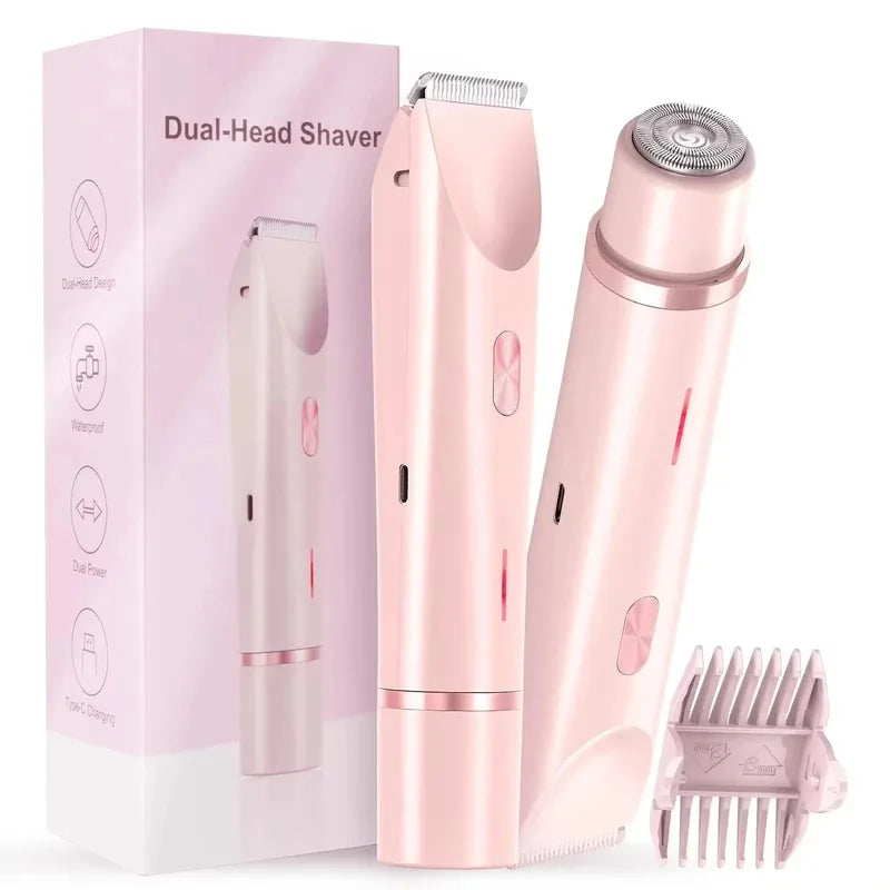 Depiladora Eléctrica 2 en 1 Recargable Mujer, Rasuradora Bikini y Fa