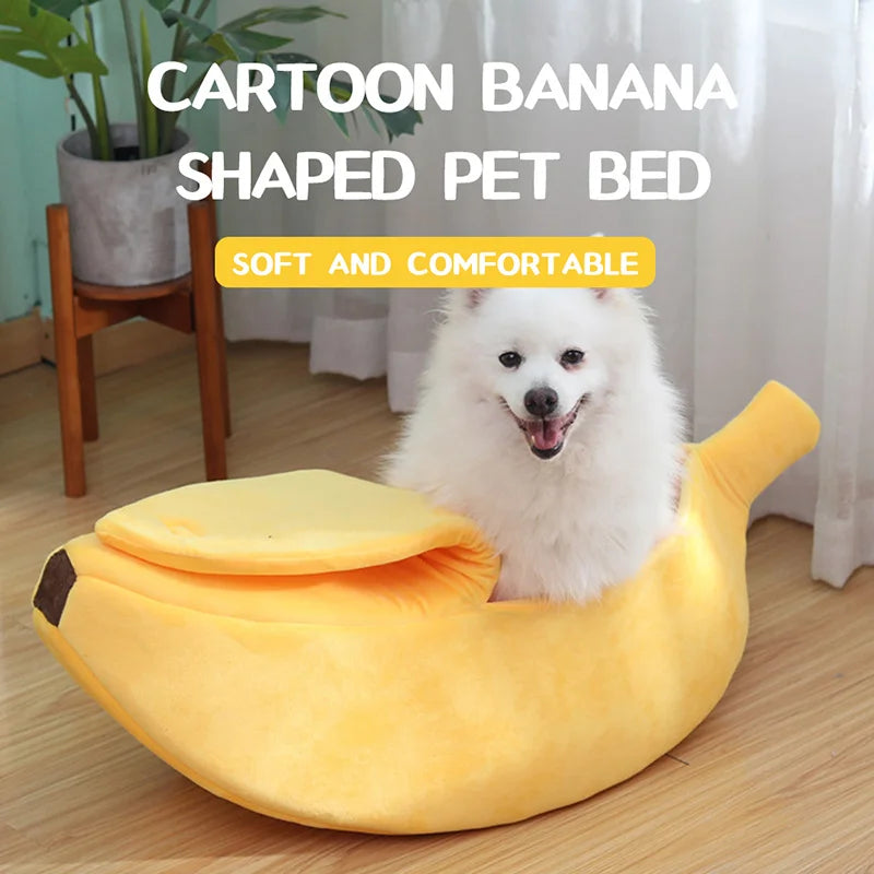 Cama para Gatos en Forma de Plátano – Cama Suave Tipo Refugio para Mascotas