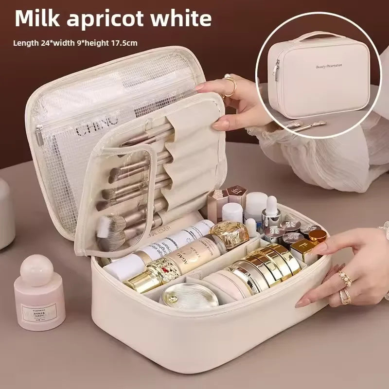 Organizador de Maquillaje Portátil de Doble Capa – Estuche de Viaje