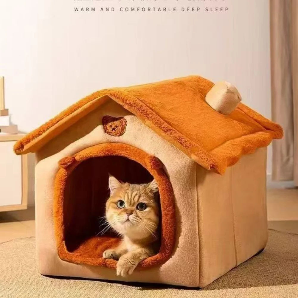 Casa Cama para Perros y Gatos – Refugio Suave y Lavable para Mascotas