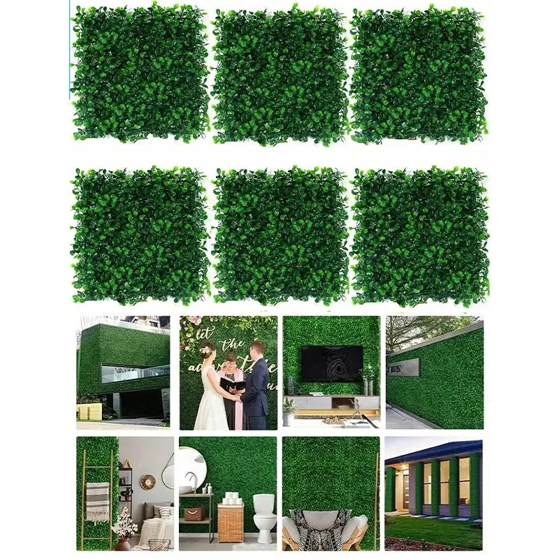 Panel de Plantas Artificiales para Pared 25x25 cm - Hojas Artificiales para Jardín