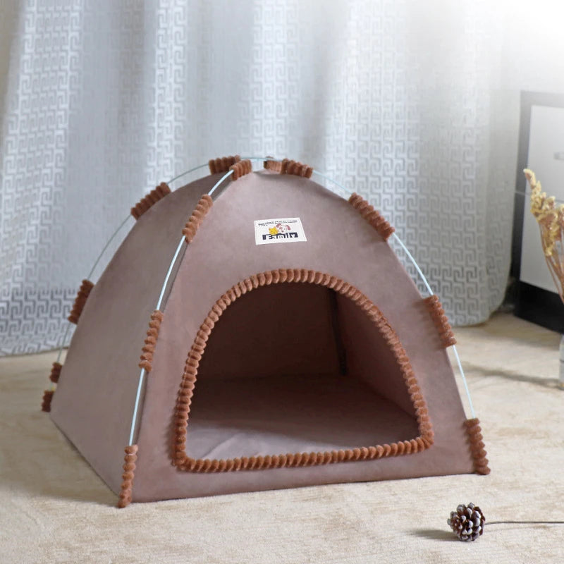 Casa Cueva para Gatos y Perros Pequeños – Cama para Mascotas Plegable y Portátil