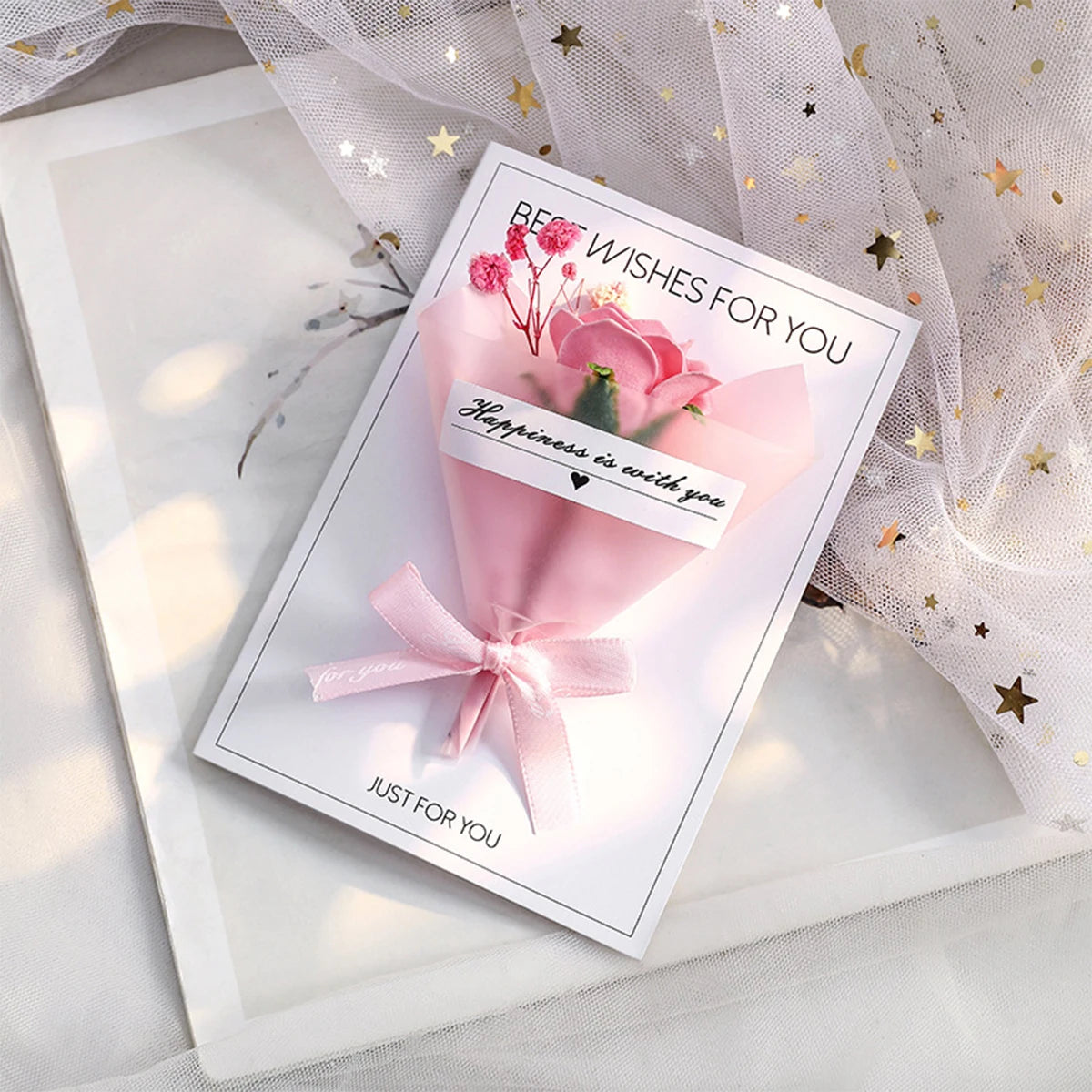 Tarjeta Artesanal de Agradecimiento con Flores Eternas - Diseño Elegante