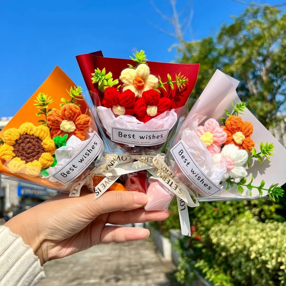 Ramo de Flores Tejidas a Crochet
