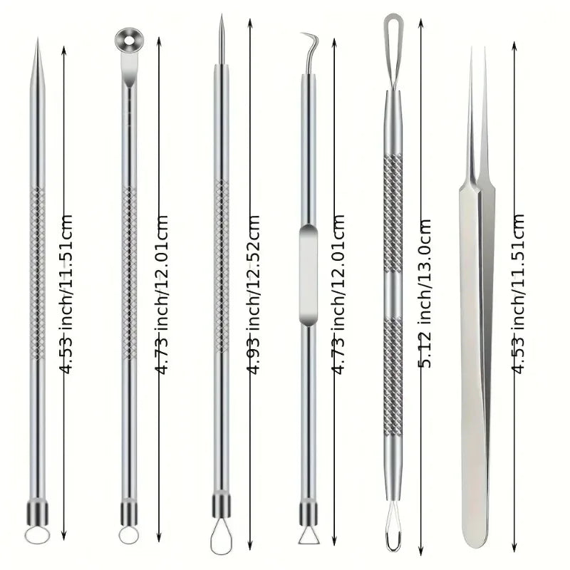 Kit Removedor de Puntos Negros y Acné Profesional | Set de Herramientas de Acero Inoxidable, Limpieza Facial Profunda
