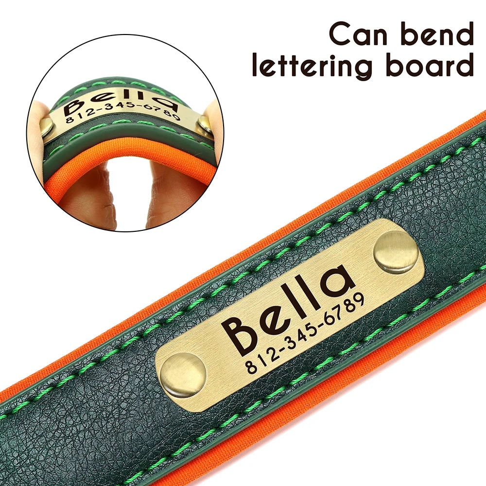 Collar Personalizado para Perro de Cuero PU con Placa Grabada