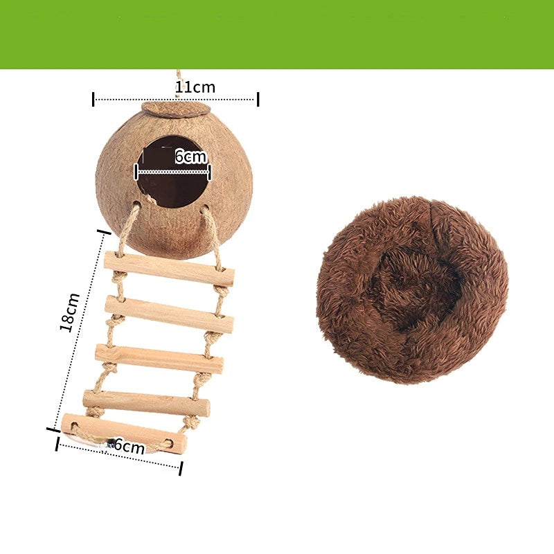 Casa Colgante de Coco para Hámster y Mascotas Pequeñas