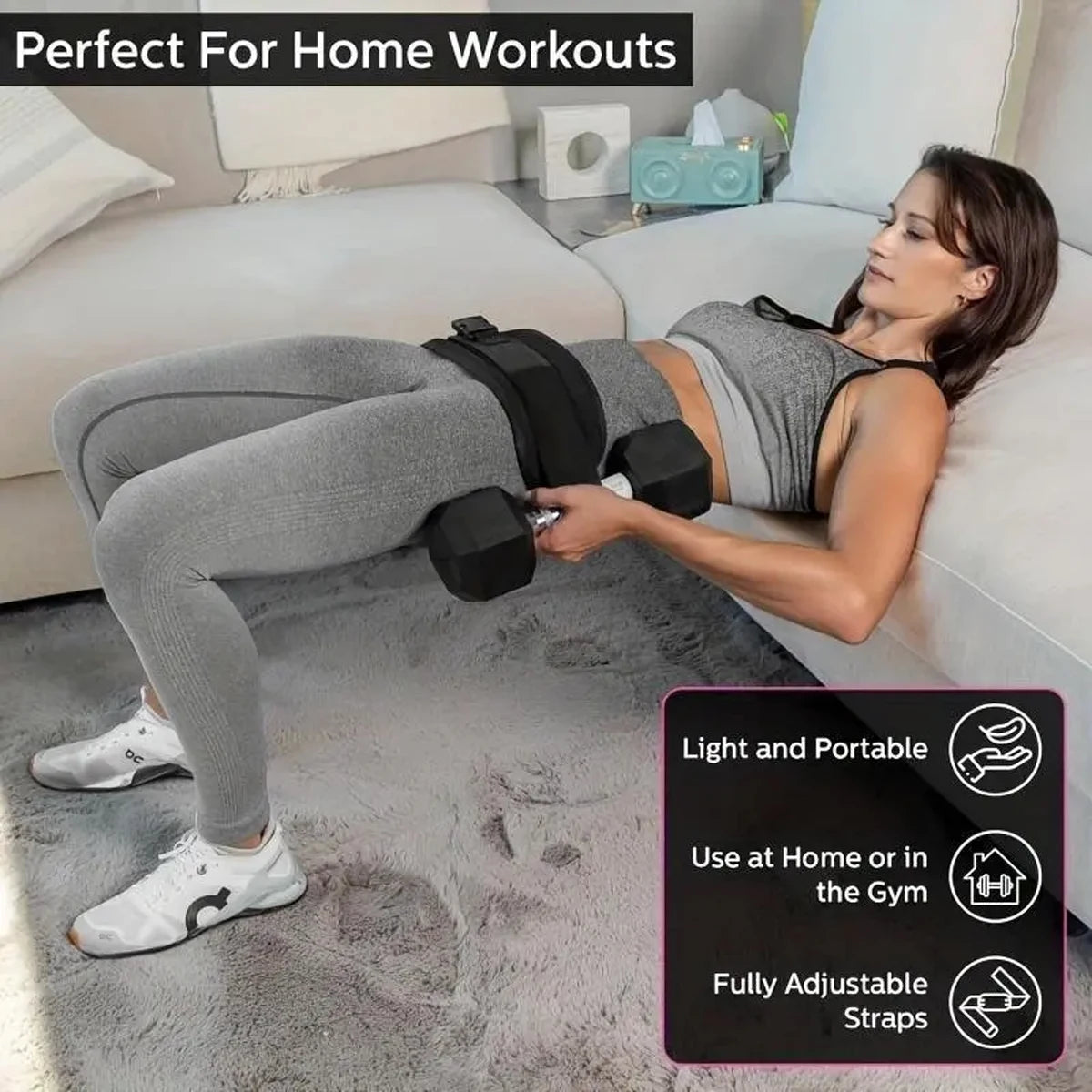 Cinturón de Pesas Ajustable para Glúteos - Soporte para Mancuernas y Hip Thrust
