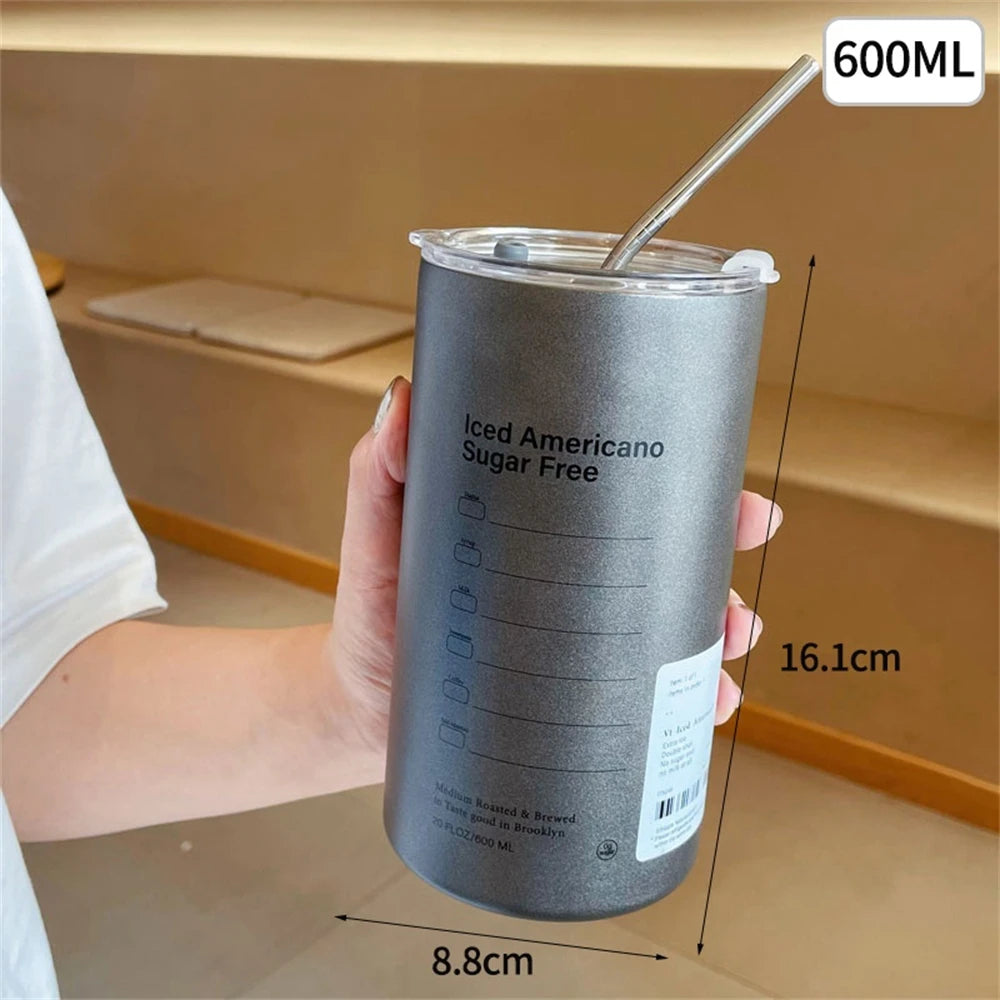 Vaso Térmico Recto de acero inoxidable 600ml – Conserva Frío y Calor Hasta 12 Horas