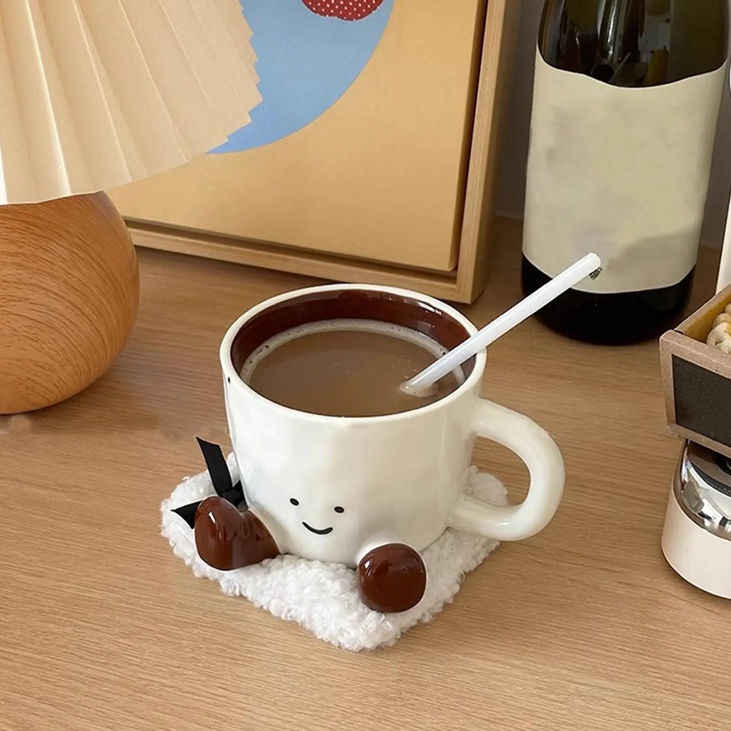 Taza de Cerámica con Pies y Carita Sonriente - Mug Adorable 400ml
