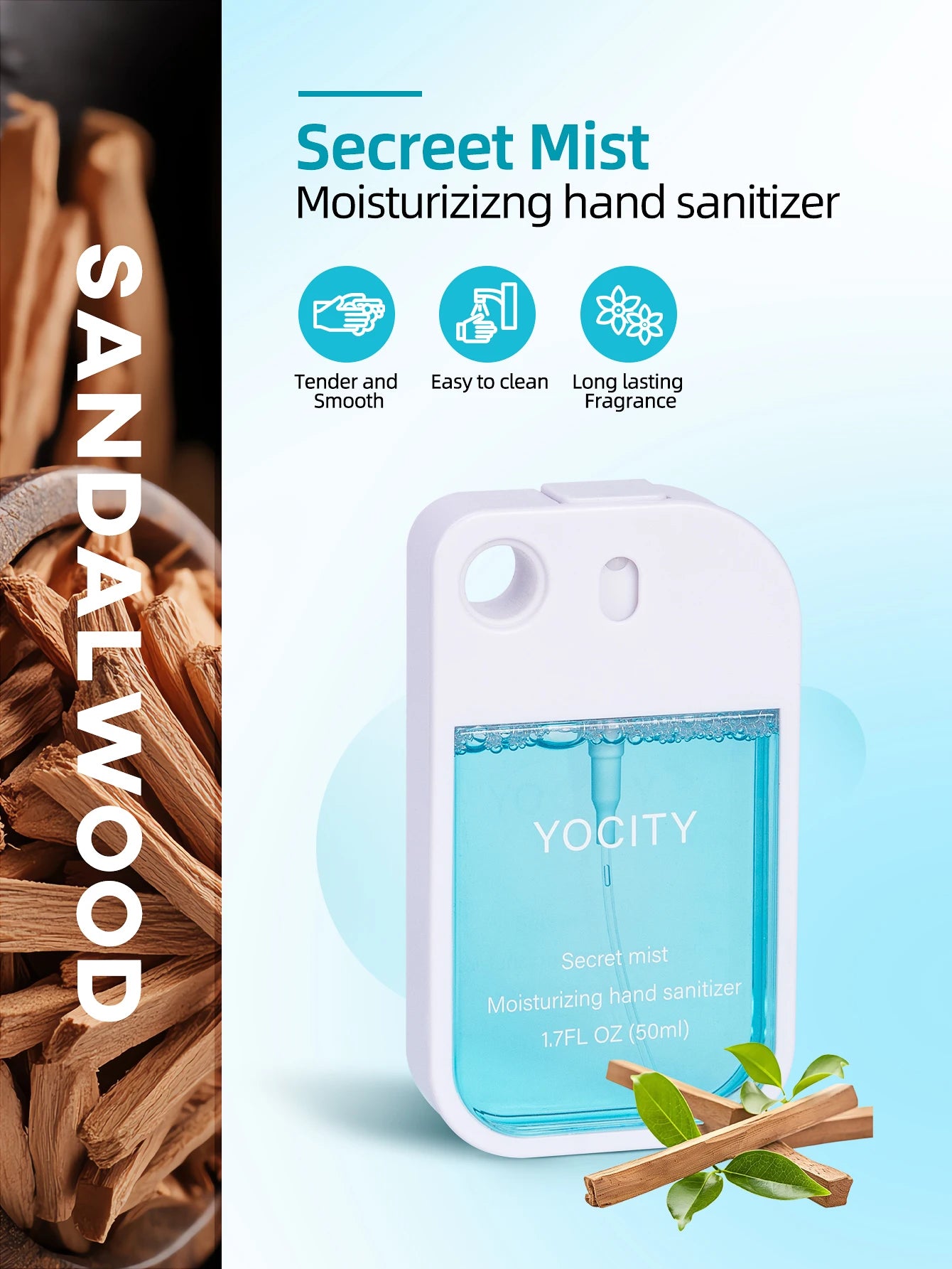Mini Spray Aromático Desinfectante Portátil para Manos y Ambiente (50 ml)