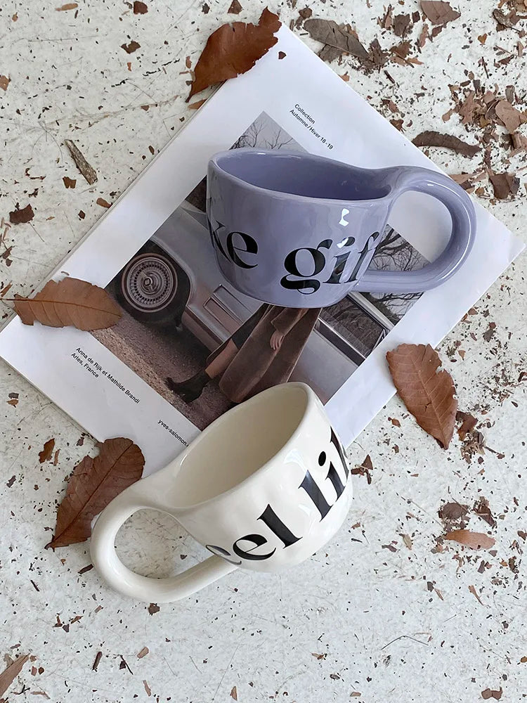 Mug de Café Hand-Pinched de Gran Capacidad - Estética High-Value