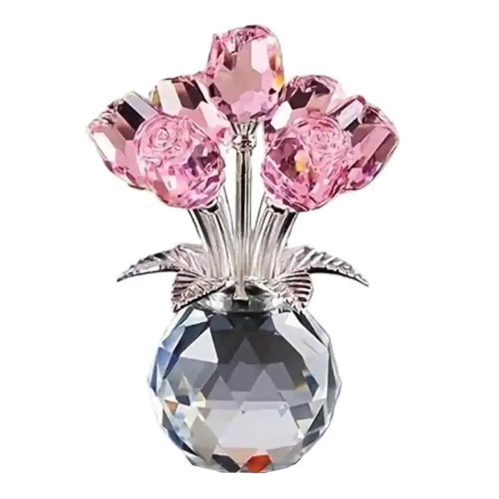 Rosa de Cristal con Pedestal - Adorno Eterno y Elegante para Regalo