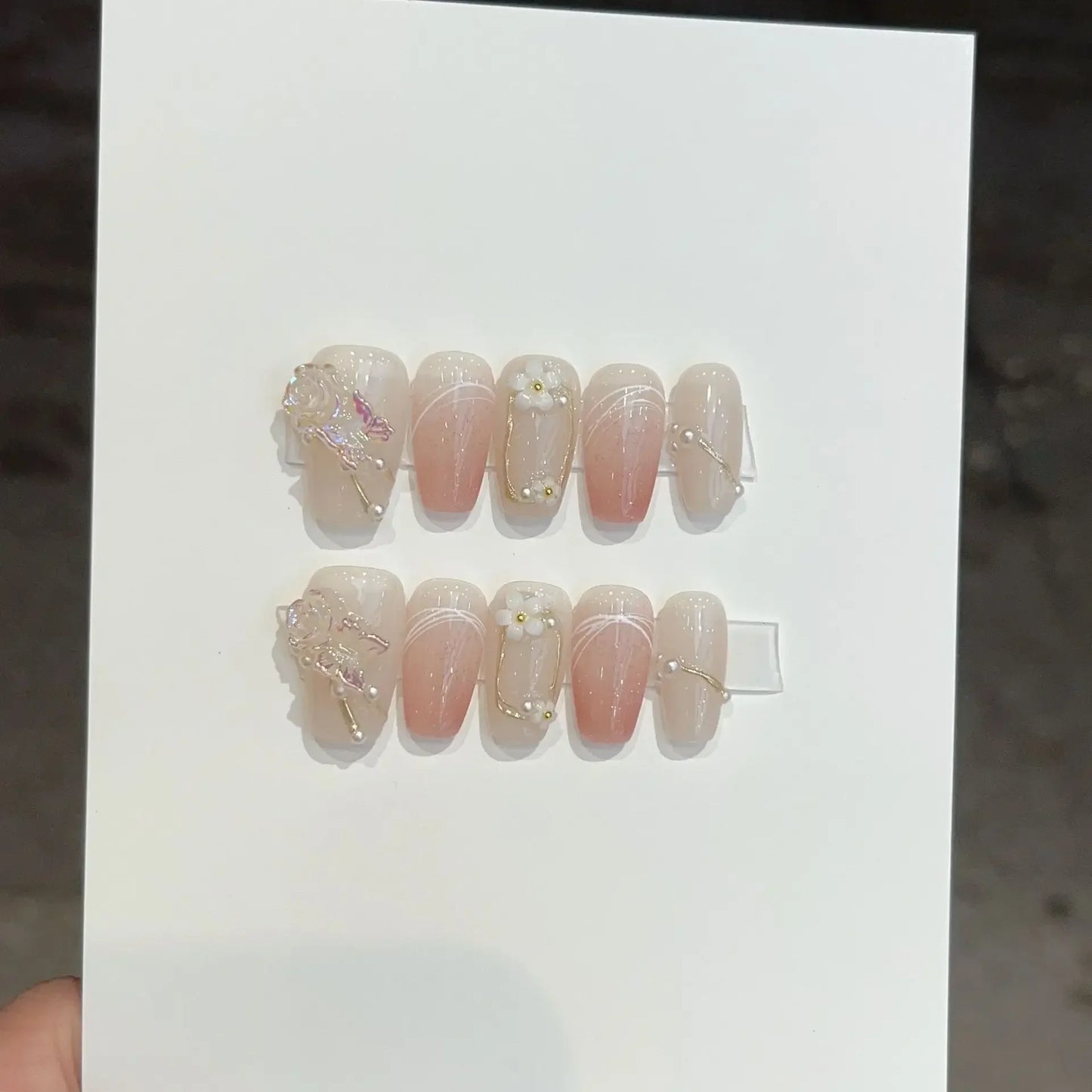 Uñas Postizas, Uñas Artificiales con Adhesivos | Set de Press On Nails para Nail Art