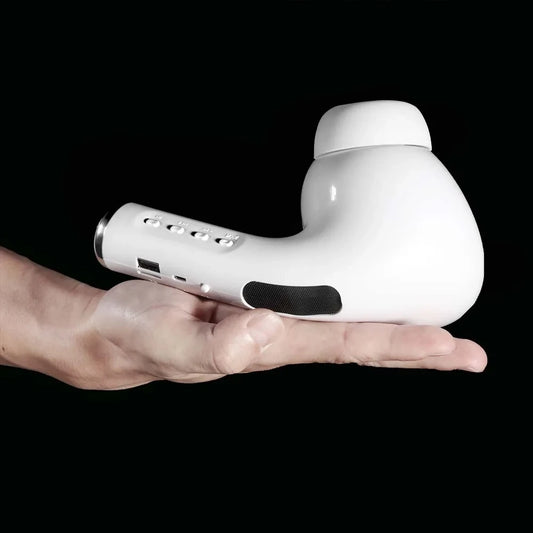 Bocina Bluetooth Portátil Diseño Audífono Gigante AirPods Recargable USB Impermeable Altavoz Mini