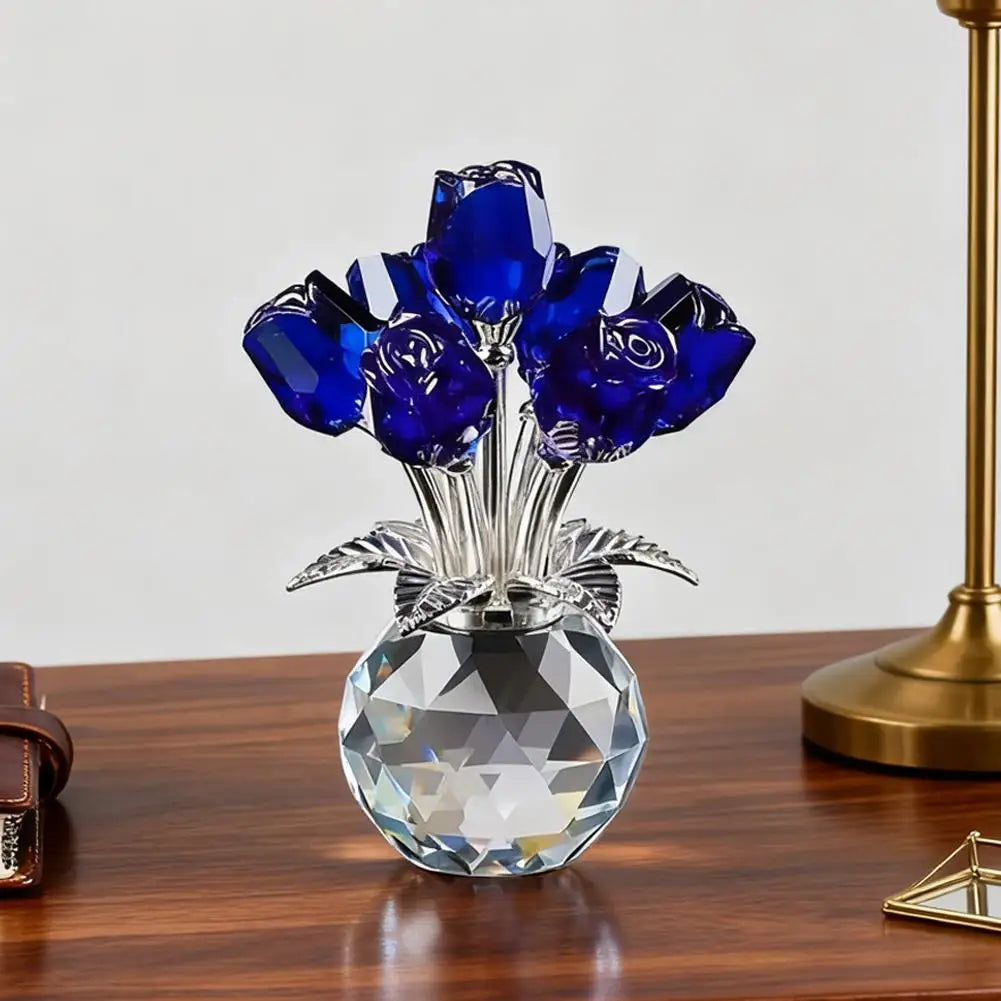 Rosa de Cristal con Pedestal - Adorno Eterno y Elegante para Regalo